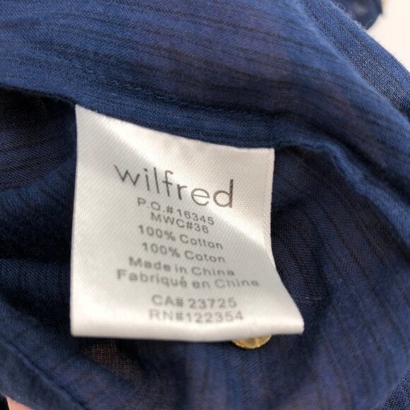 Wilfred Aritzia Navy Blue 3/4  balloon sleeve gold studded scoop neckline tunic - Picture 5 of 15